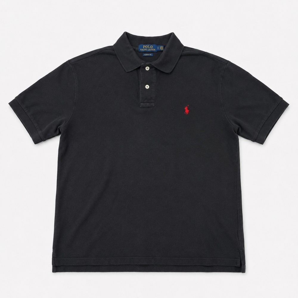 Polo Ralph Lauren Polo Shirt Mens L Black Classic Fit Red Pony Short Sleeve
